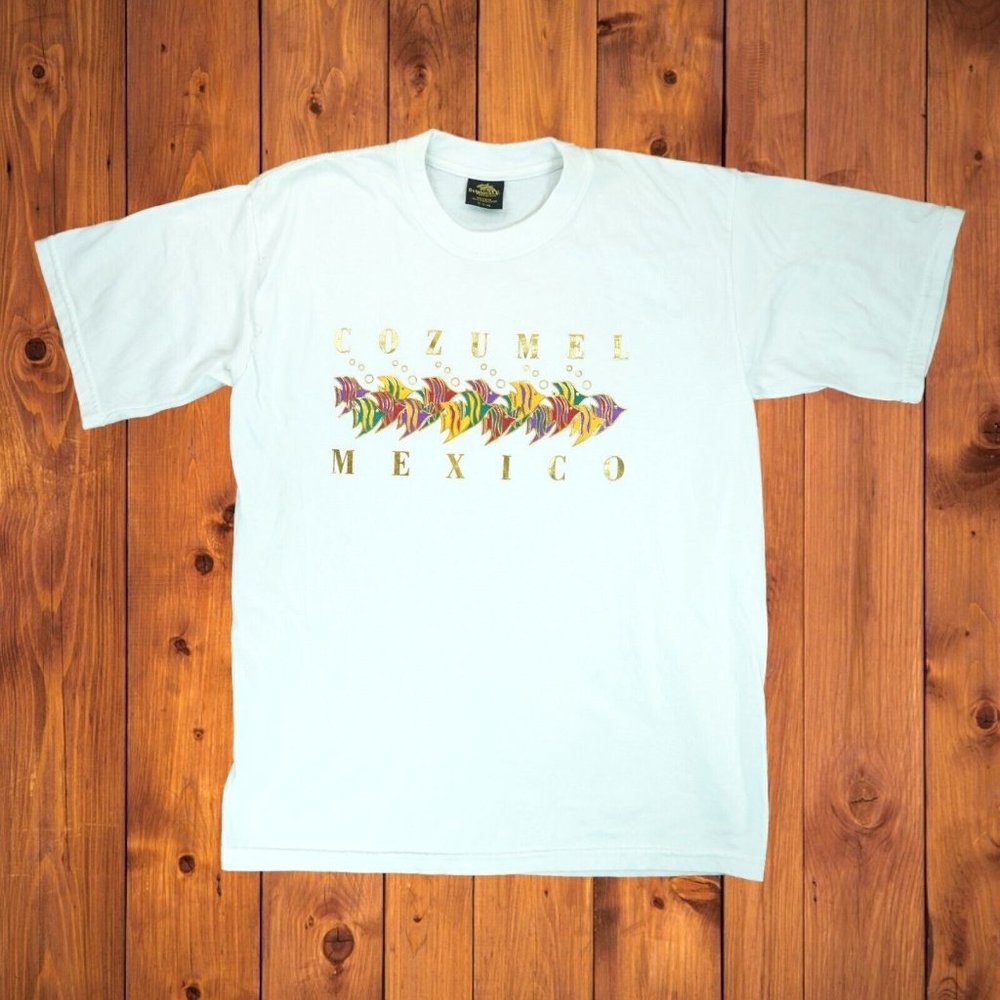 Dolphin's Cozumel Mexico Ocean‎ Fish Graphic T-Shirt Adult XL White Heavyweight